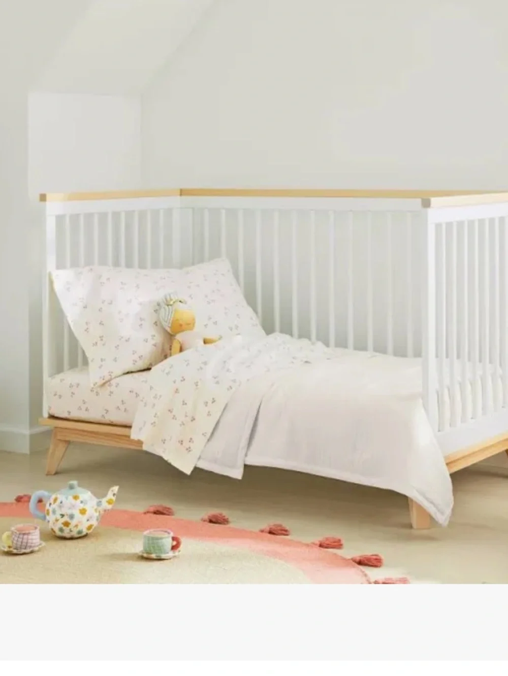 cloud island Toddler Bedding Set in White and Cream with Soft Pink Accents